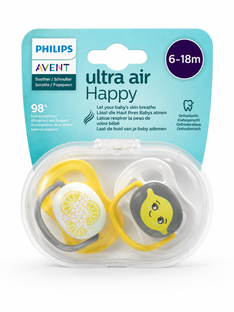 پستانک فیلیپس اونت Ultra Air Happy مناسب ۶ تا ۱۸ ماه بسته ۲ عددی