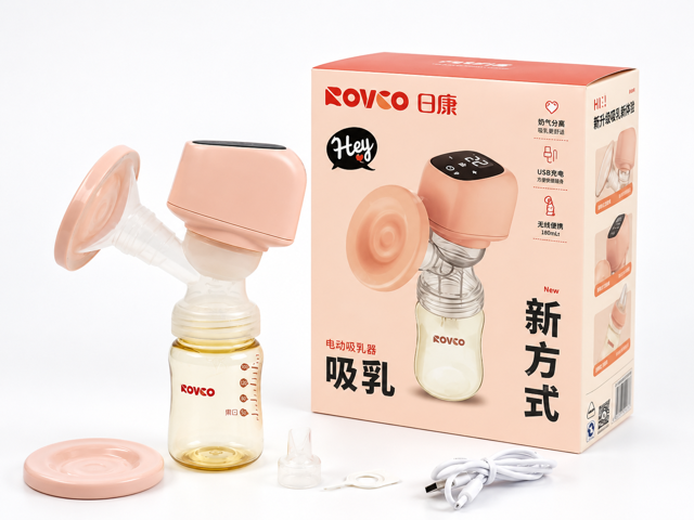 شیردوش برقی رووکو مدل RK-M1005 قابل شارژ همراه با شیشه شیر ۱۸۰ میل
